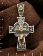 Крест из серебра 925 пробы и золота 585 пробы